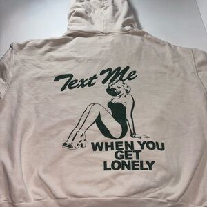 LONELY GHOST “Text Me If You are Lonely “Cream Hoodie